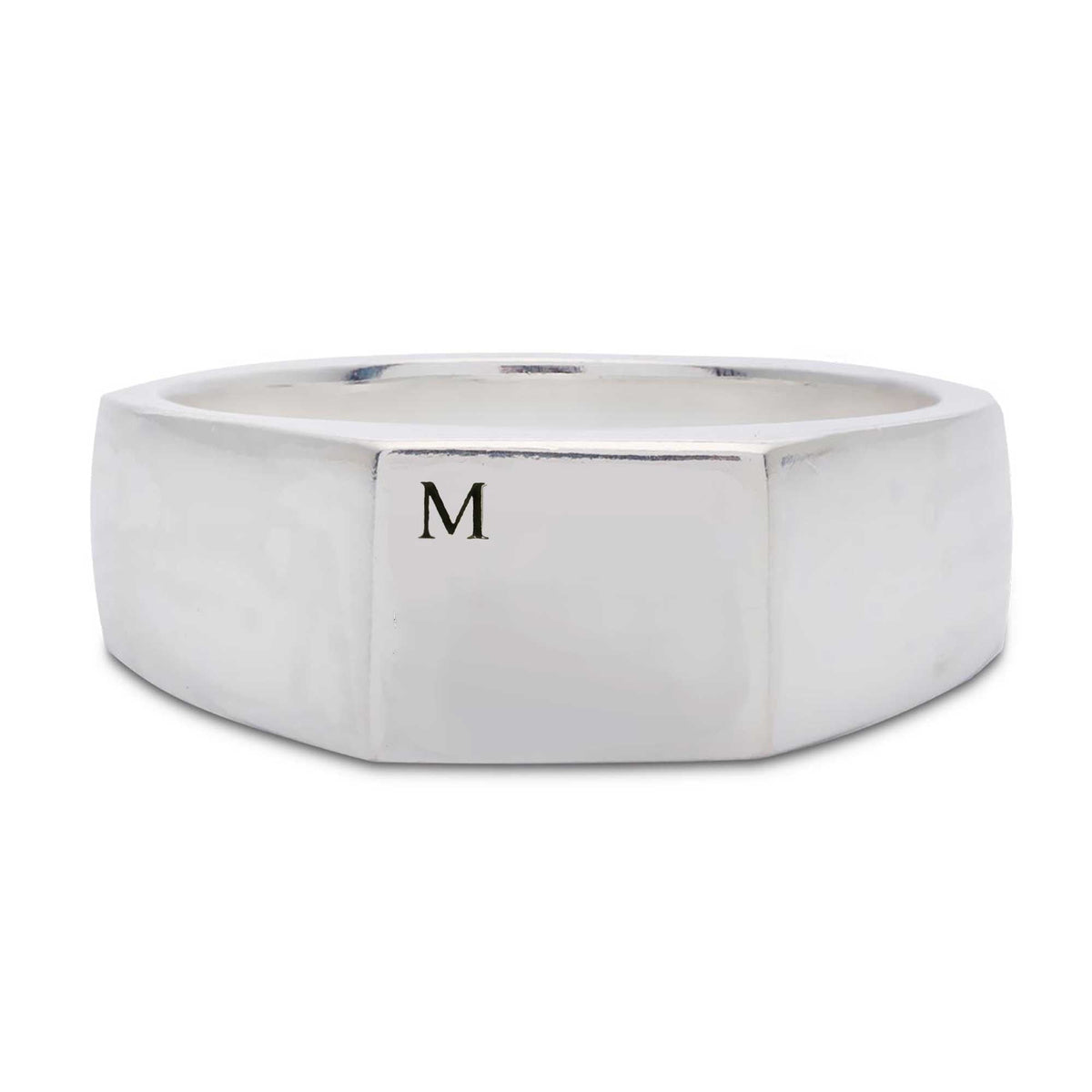 Bold Initial Personalised Square Silver Signet Ring