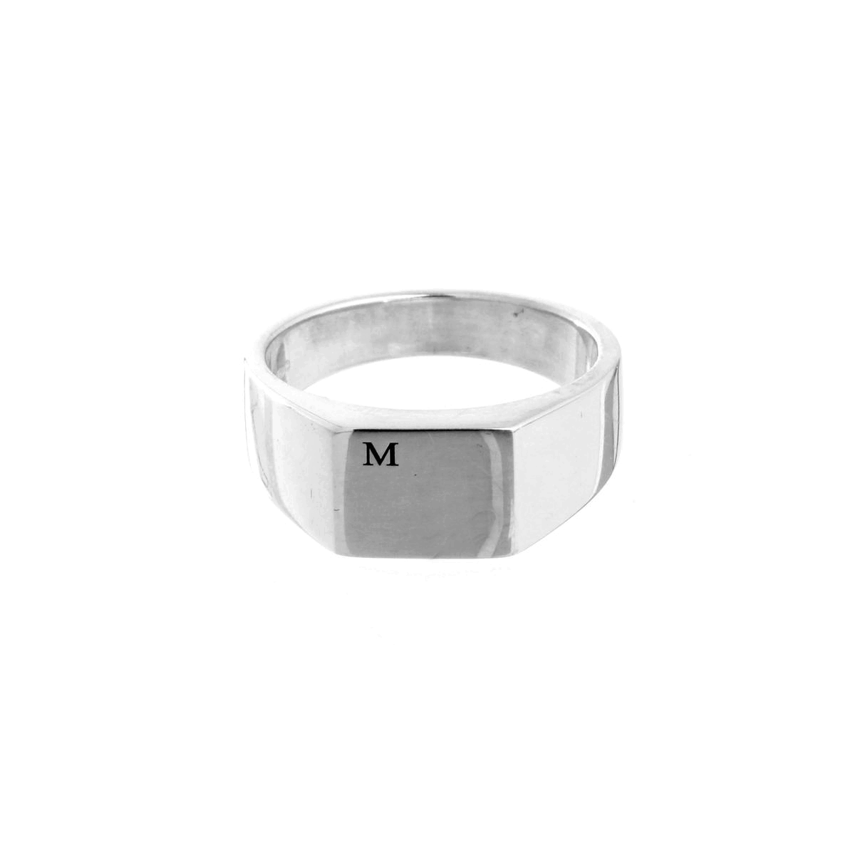 silver signet ring square engraved with initials 18th 21st birthday gift for son husband