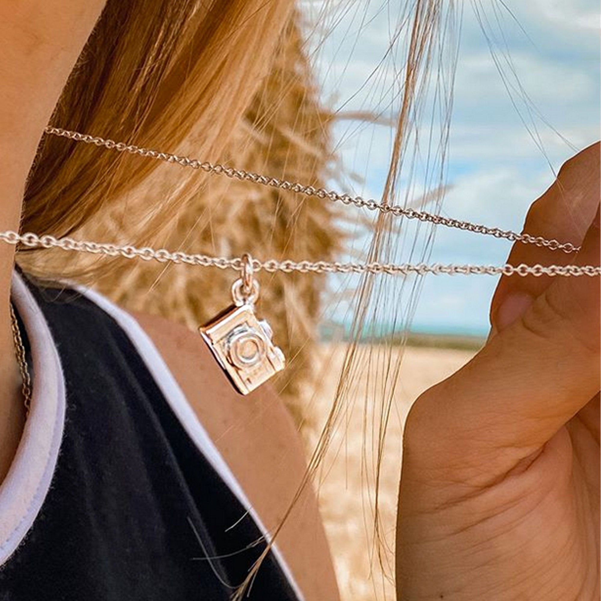 camera slr pendant silver photographer necklace for women