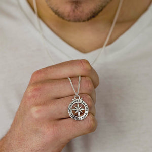 Compass Travel Safe necklace Off The Map Jewellery alternative Non-religious st christopher good luck gift for men UK