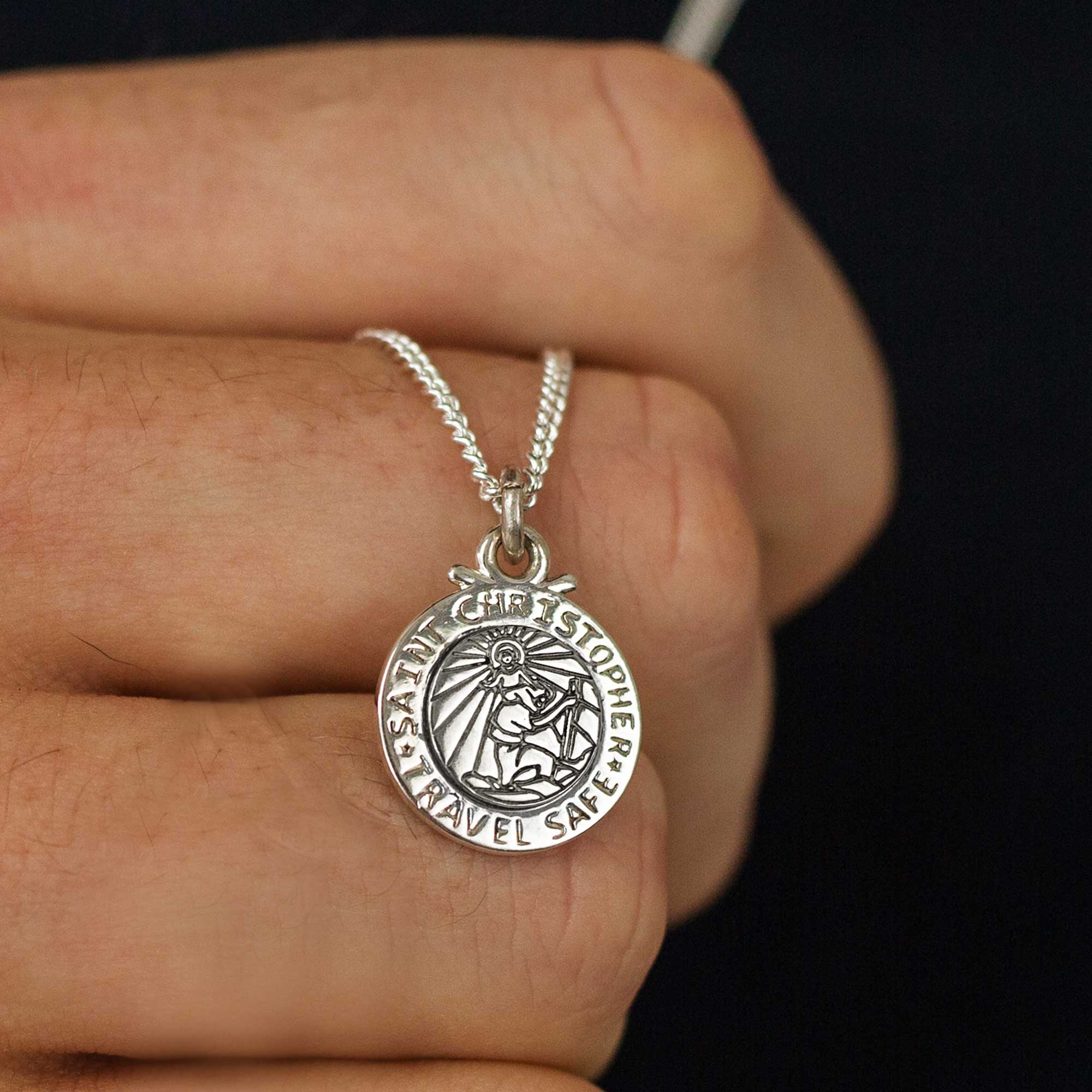 unusual silver saint christopher travel safe gift for hiim son daughter