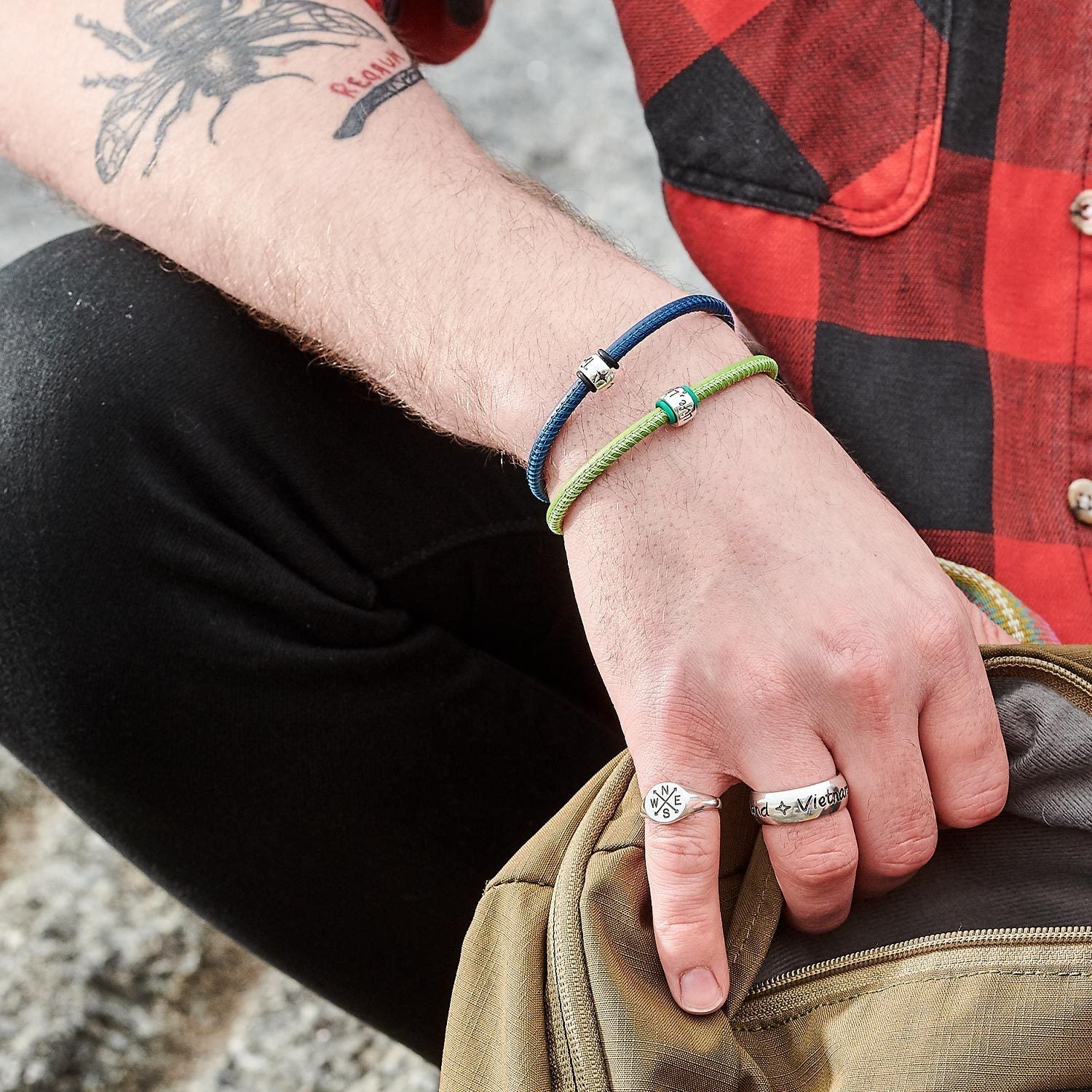 Mens leather bracelet for adventure people going away travelling engraved with One Life Live It