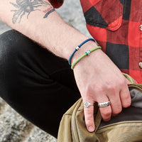 Travel Safe Silver Men's Leather Bracelet - alternative travel gift from Off The Map Jewellery Brighton