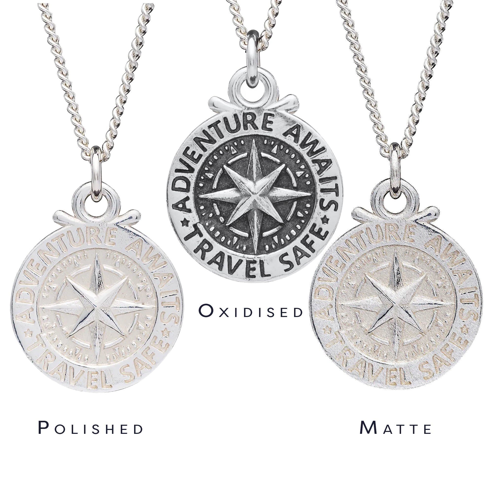 mens silver travel safe gift necklace adventure pendant