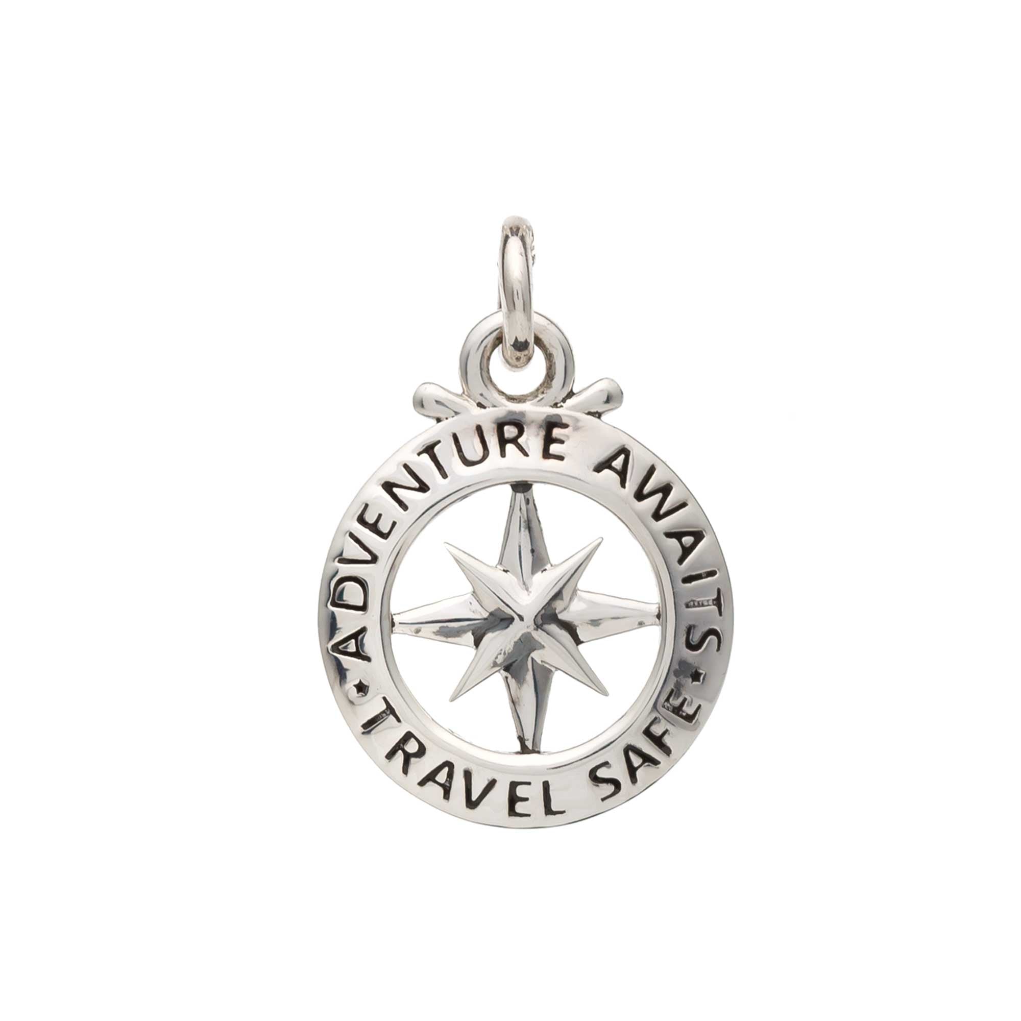 Compass outline travel safe charm off the map jewellery saint christopher alternative