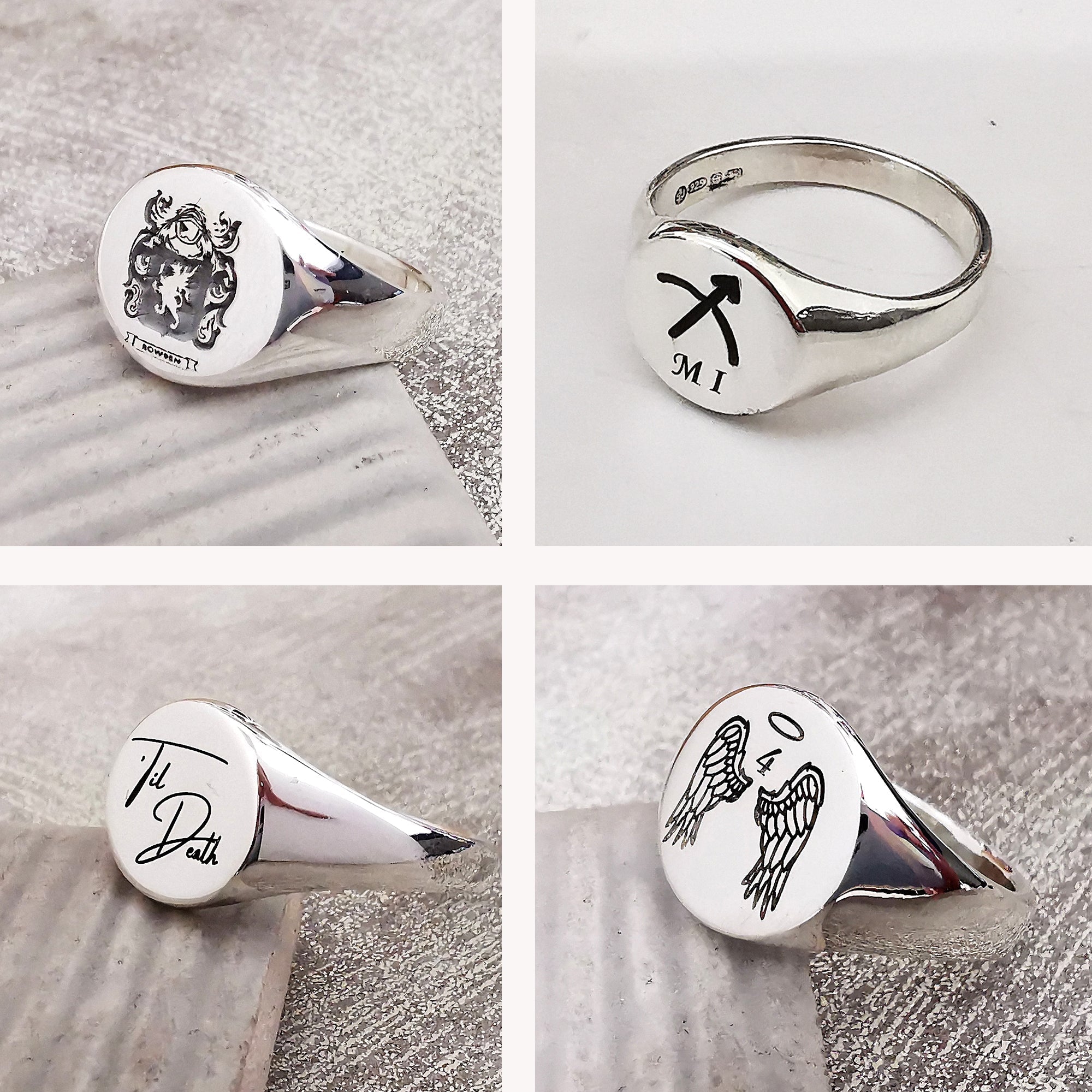 Custom Engraved Silver Signet Ring - Bespoke Pinky Ring - Off The Map ...