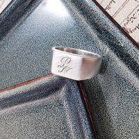 custom handwriting engraved mens silver ring pinky
