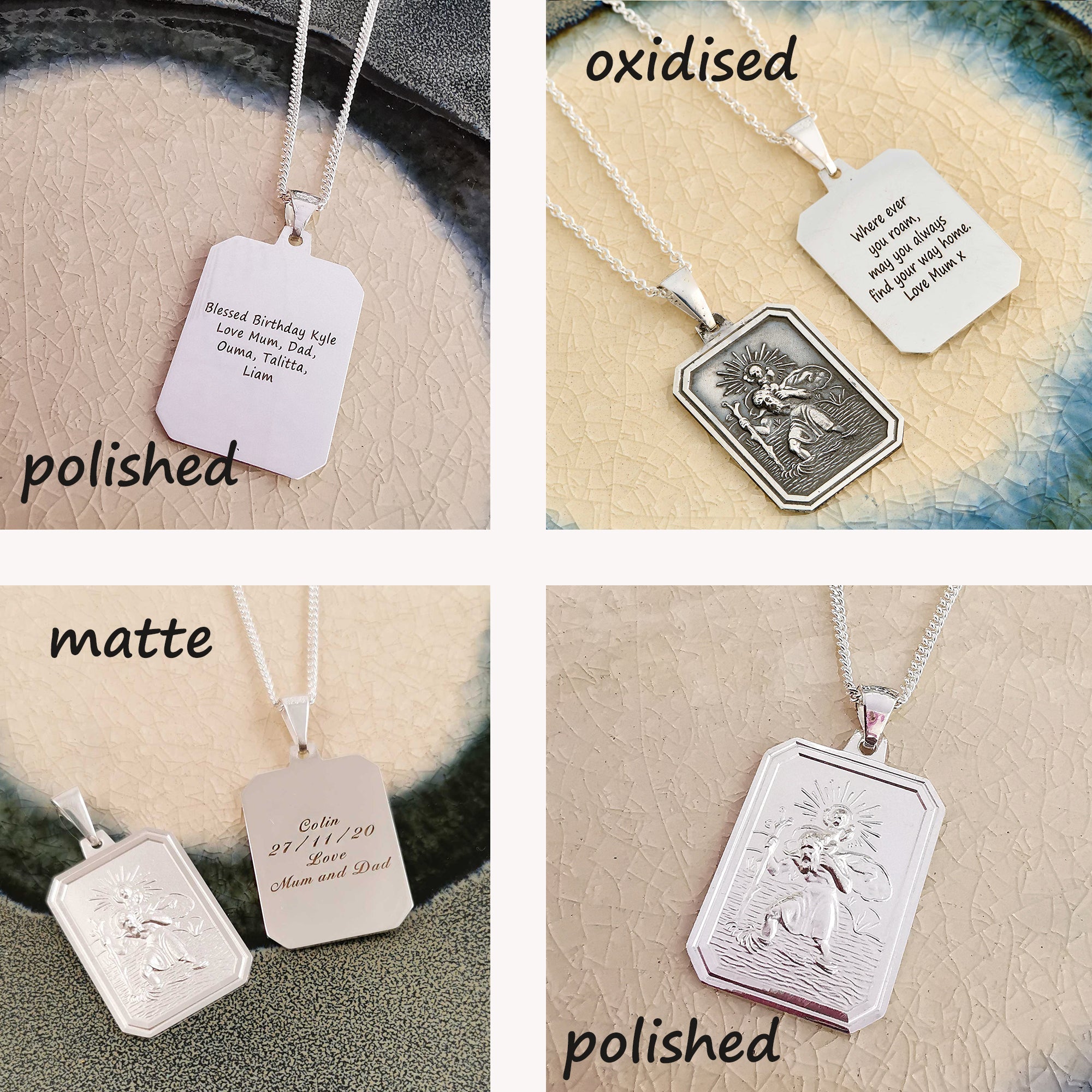 St Christopher Dog Tag Personalised Silver Necklace Off The Map