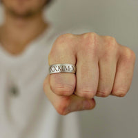 roman numerals 21st 18th birthday date ring gift idea for son grandson solid sterling silver off the map jewellery UK