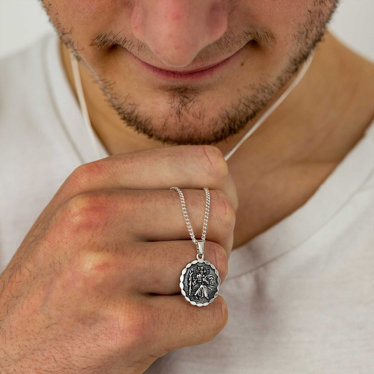 mens womens small silver saint christopher personalised bespoke engraved 18th 21st birthday gift