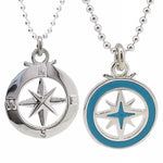 Enamel Outline Compass Large St Christopher Silver Necklace - Necklaces from Off The Map Jewellery