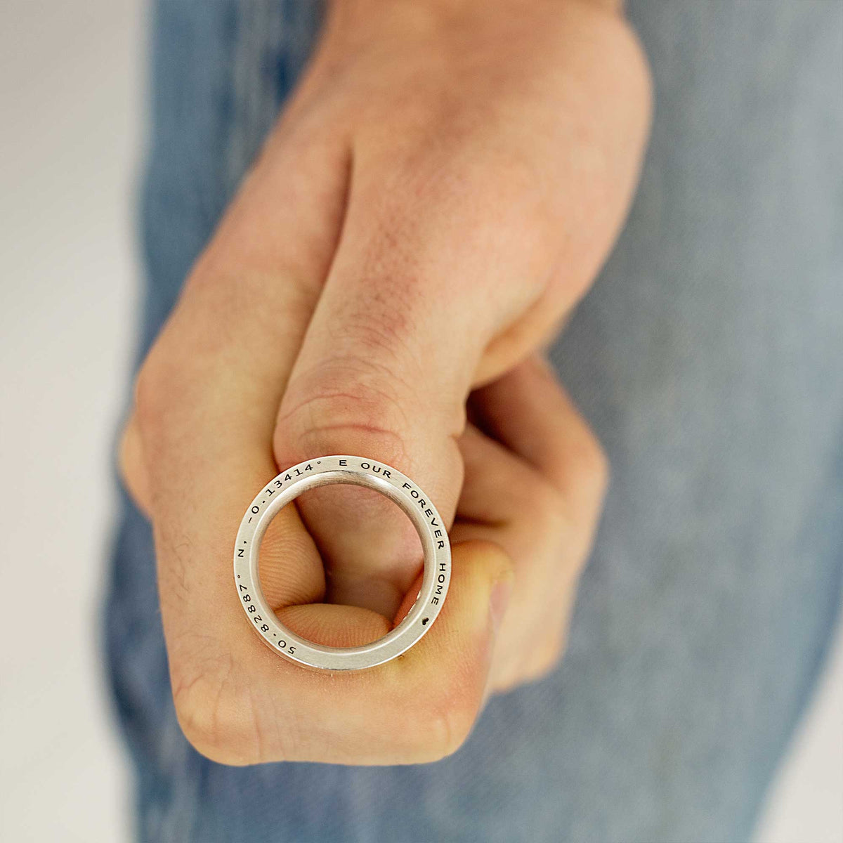 secret message mens personalised ring engraved on edge scarlett jewellery
