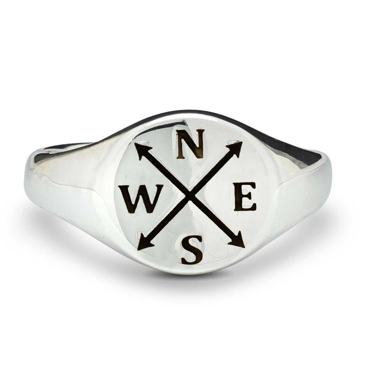 family initials arrows mans silver signet ring