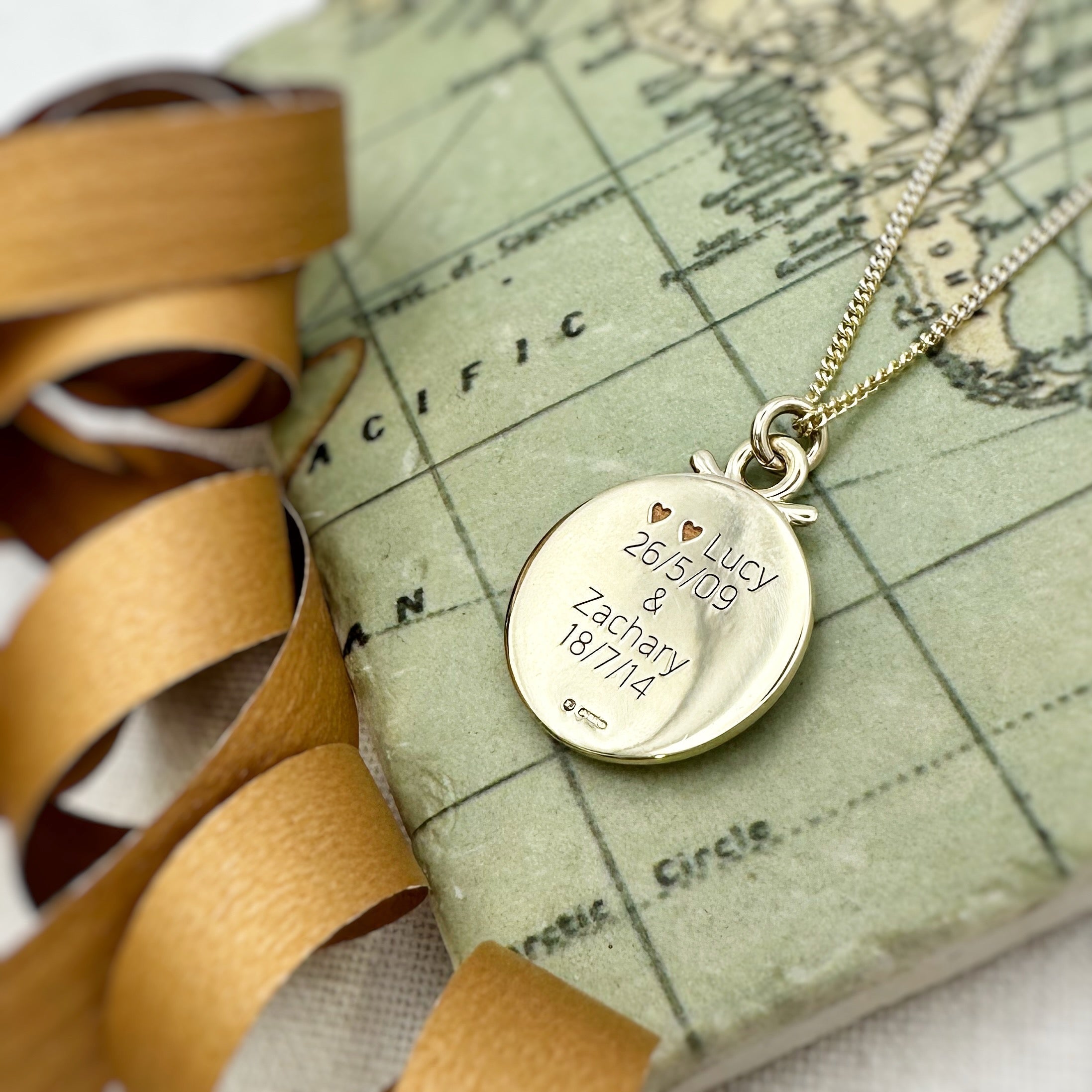 solid gold compass necklace travel safe adventure awaits