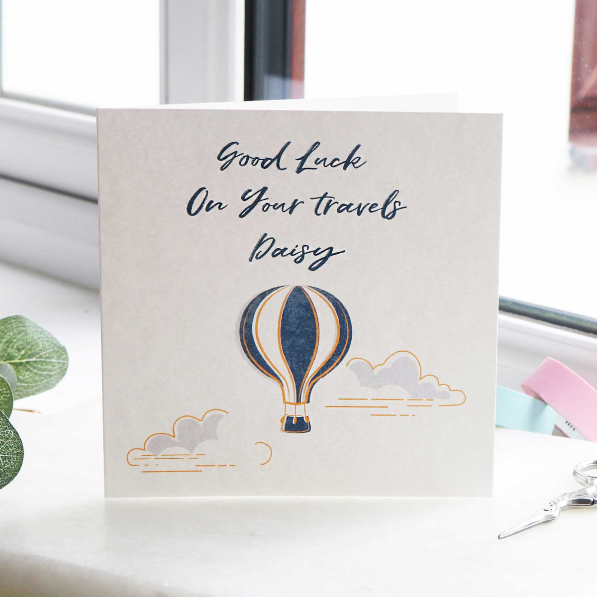 Personalised good luck on your travels gift card off the map jewellery brighton uk