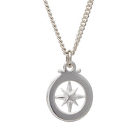Hollow Compass Silver Necklace for men travel safe from off the map brighton