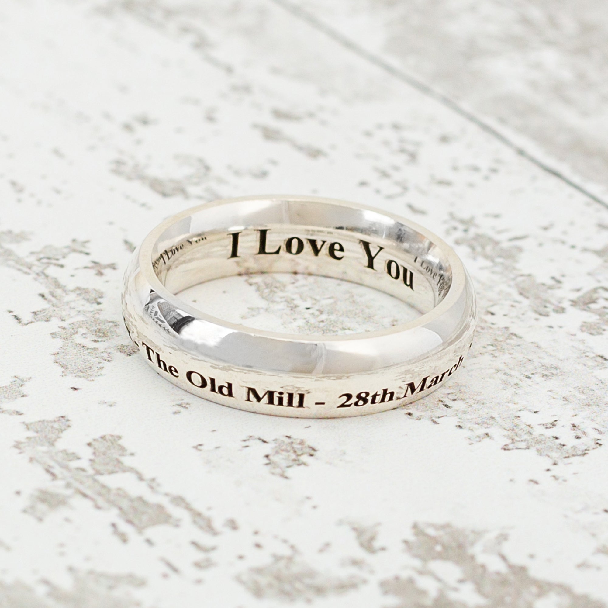 personalised ring engraved inside court silver 6mm wide gift for men scarlett jewellery