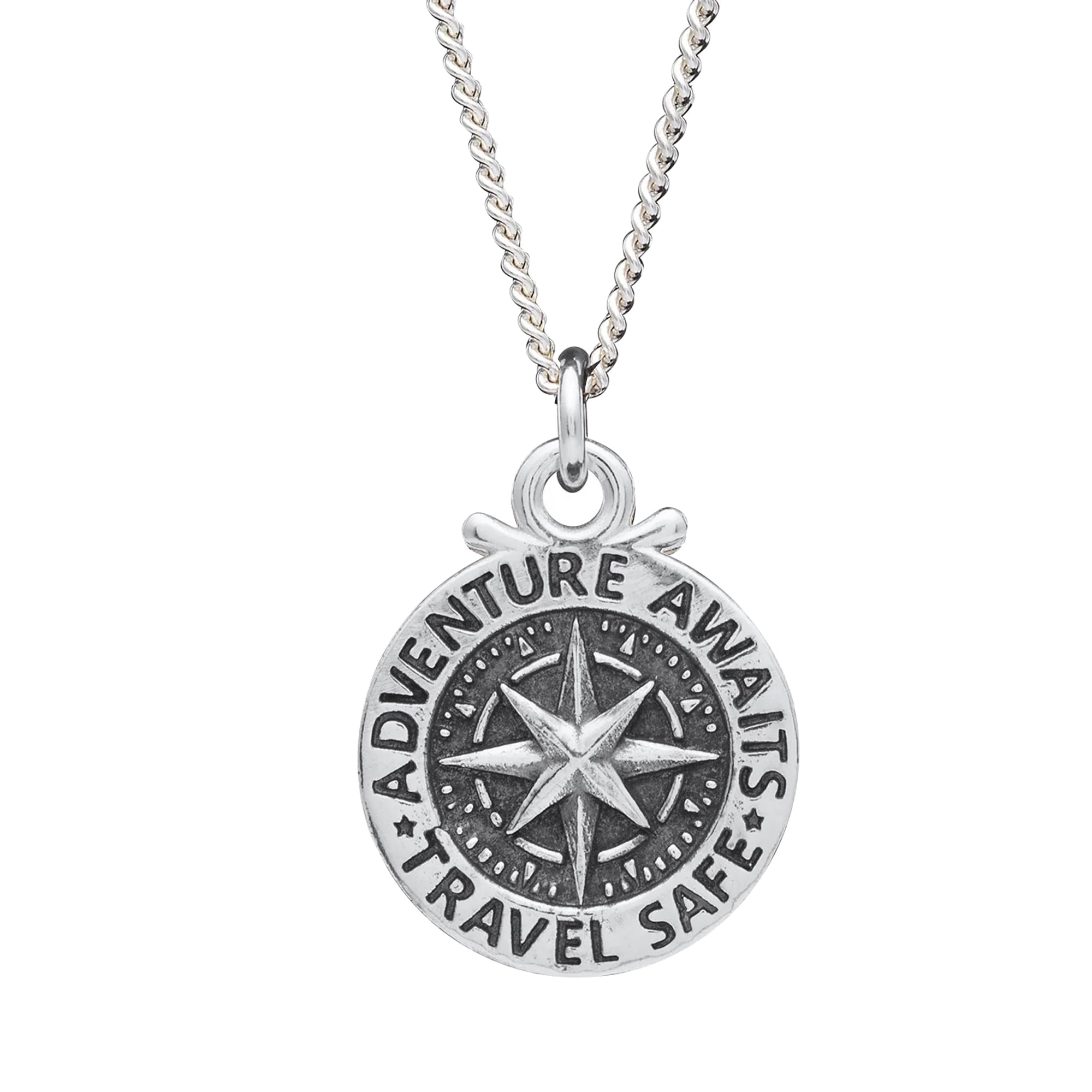 mens silver travel safe gift necklace adventure pendant