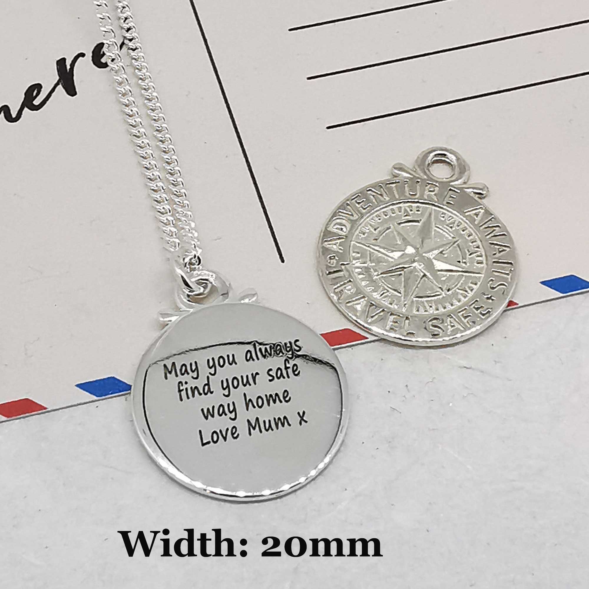 mens silver travel safe gift necklace adventure pendant