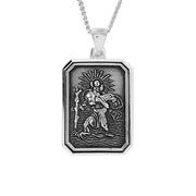 large silver dog tag saint christopher necklace off the map travel jewelry for men