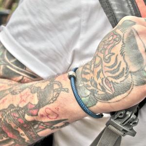 Travel Safe Engraved Silver Mojo Charm Leather Bracelet Travel Gift For Men