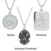 St Christopher Ellipse Border Personalised Silver Necklace
