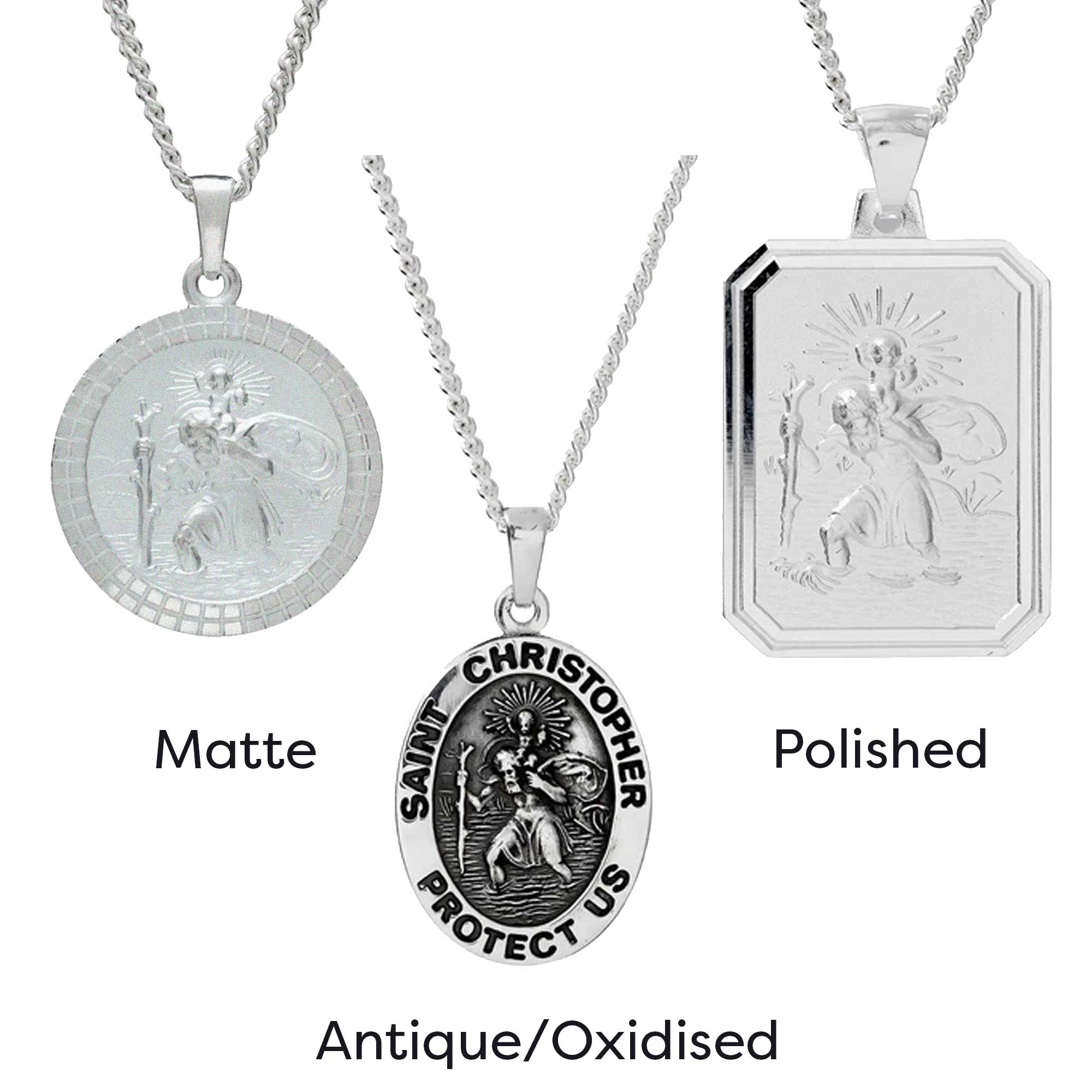 St Christopher Mosaic Border Personalised Silver Necklace