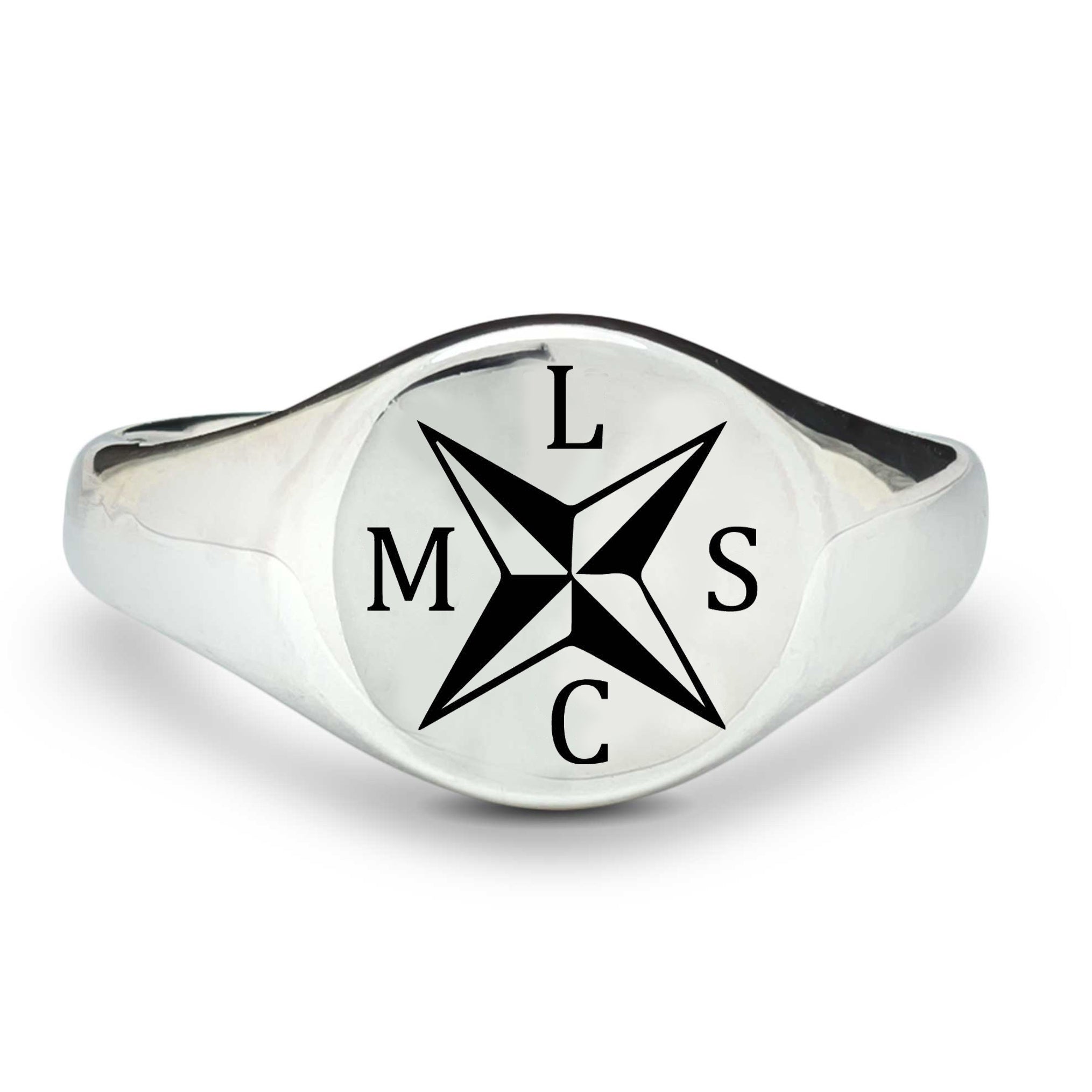 Personalised Nautical Compass Initials Signet Ring – Off The Map Jewellery
