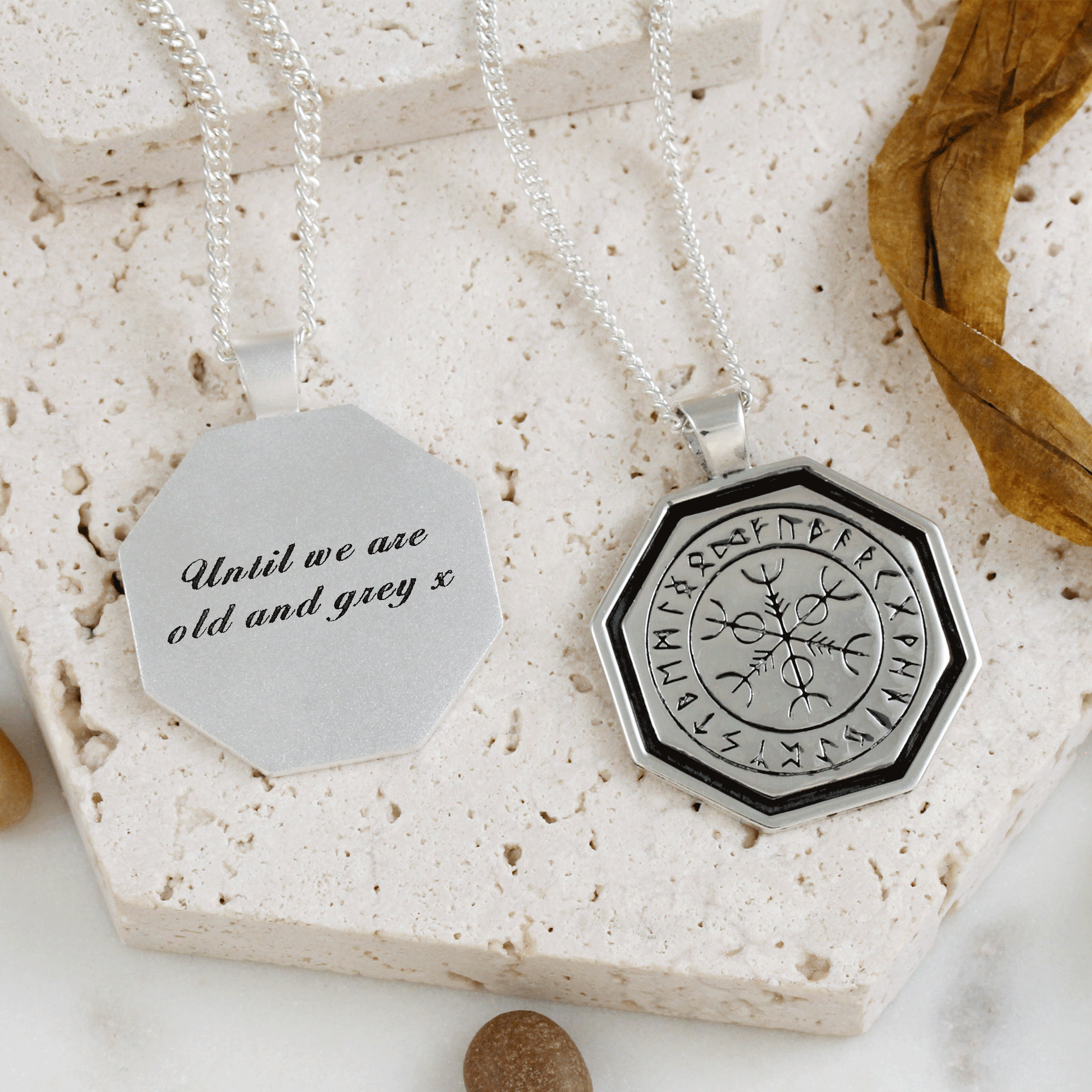 Octagon Vegvisir Viking Runes Pendant – Sterling Silver - Off The Map ...