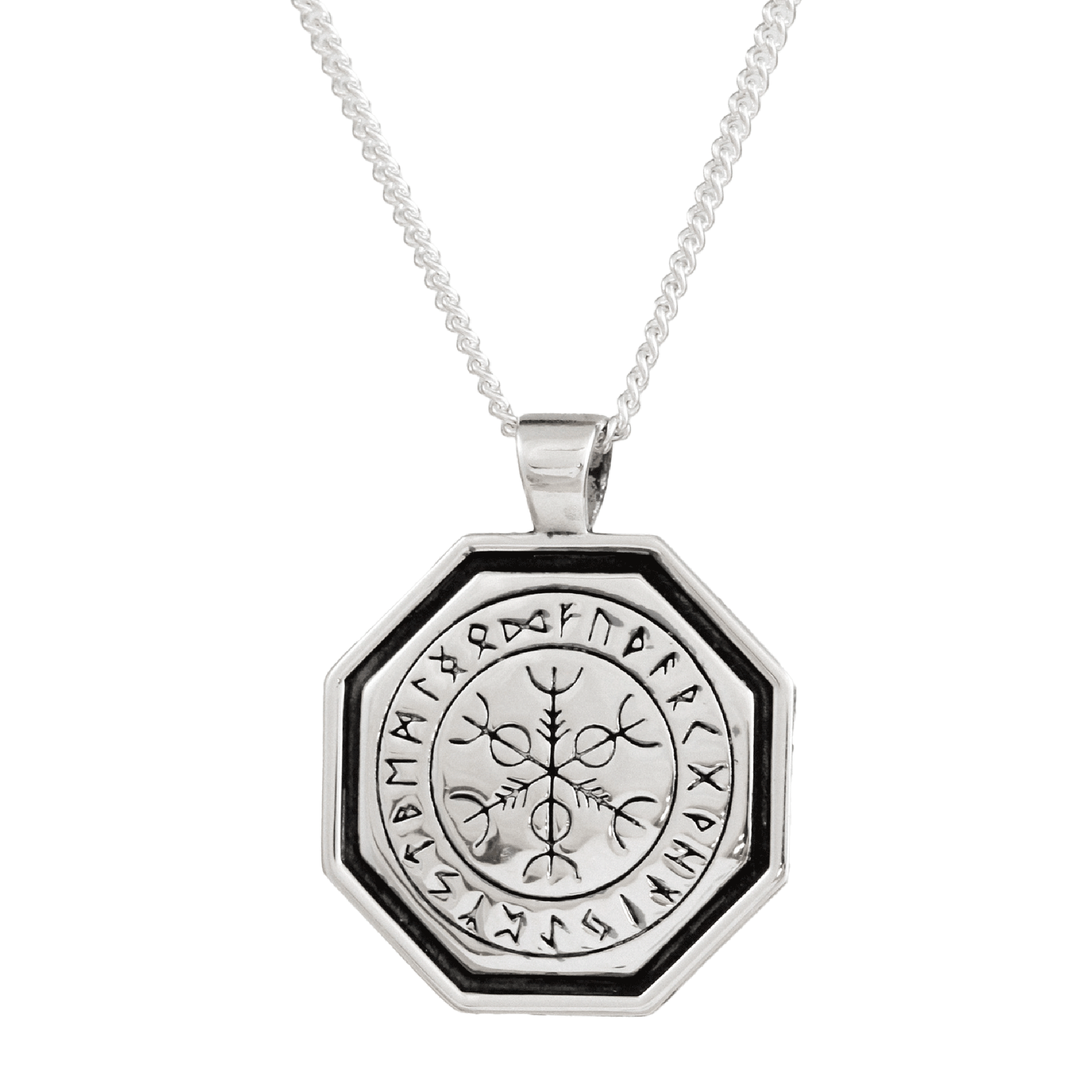 Silver Viking Runes Pendant - Embark on Journeys with Vegvisir Symbol