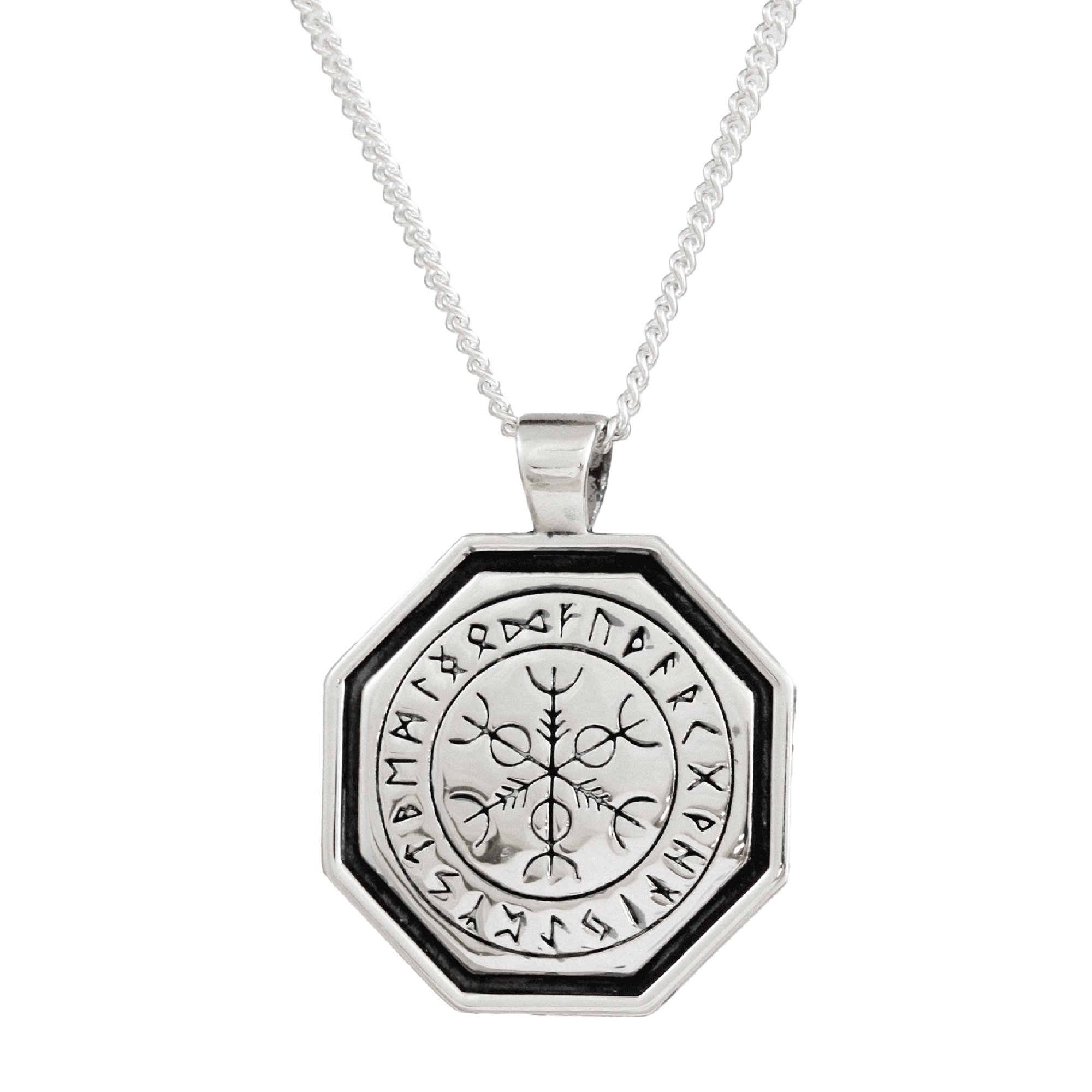 Octagon Vegvisir Viking Runes Pendant – Sterling Silver - Off The Map ...