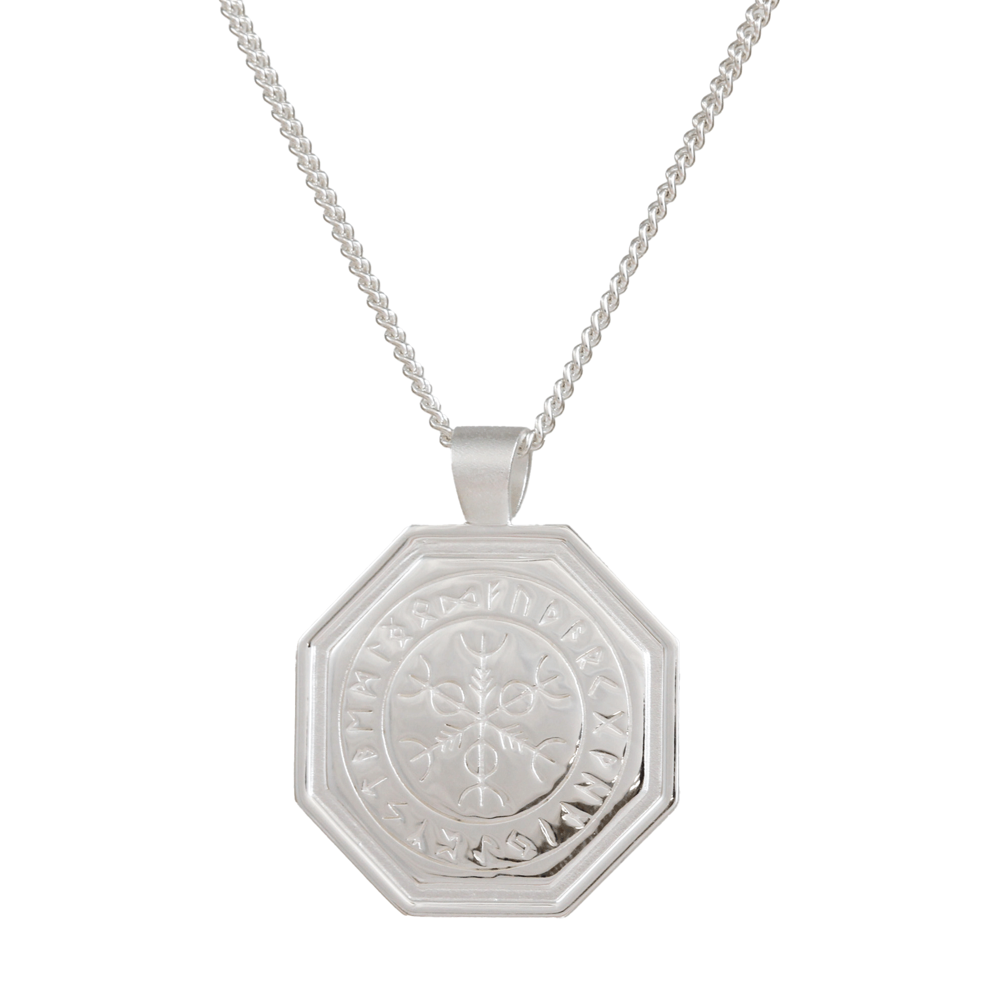Octagon Vegvisir Viking Runes Pendant – Sterling Silver - Off The Map ...