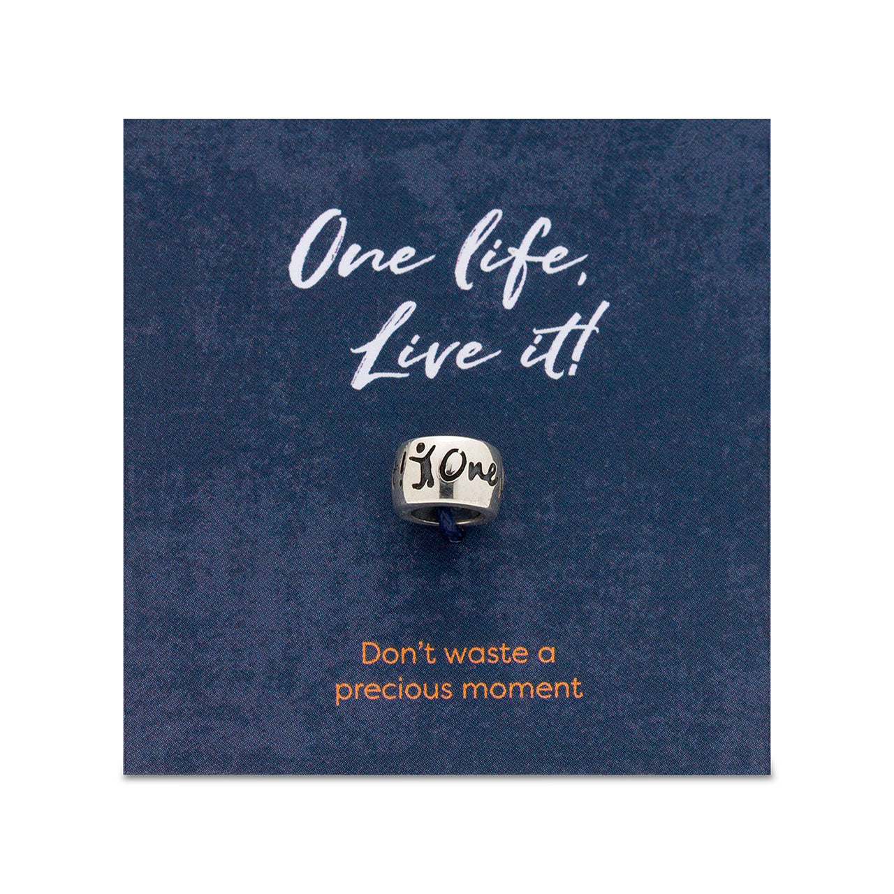 One Life Live It Silver Bead Charm fits Pandora style bracelet
