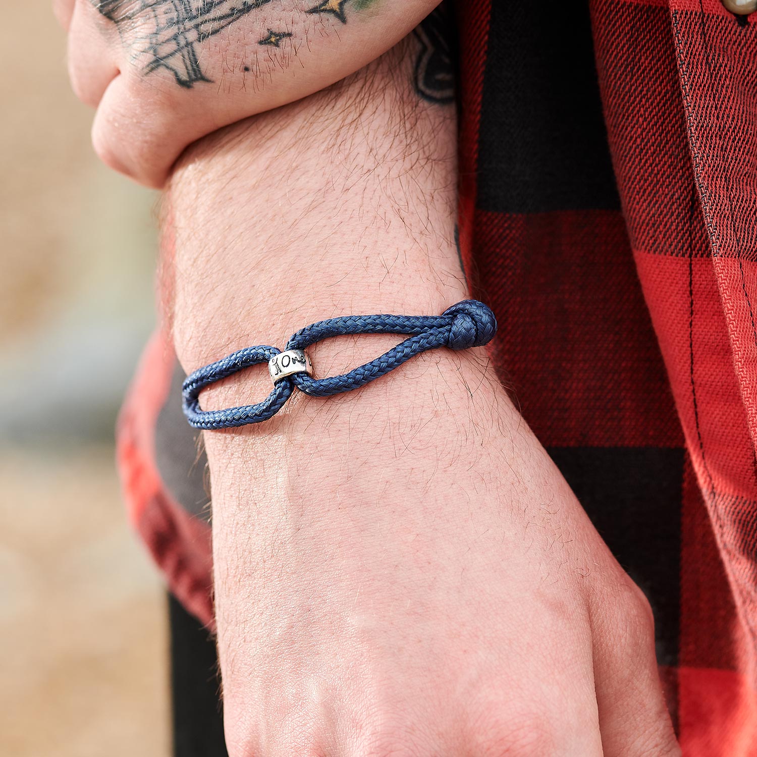 Men's vegan friendly bracelet engraved with One Life Live It
