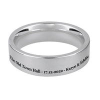 periphery edge engraved silver  5mm wide comfort court ring off the map jewellery