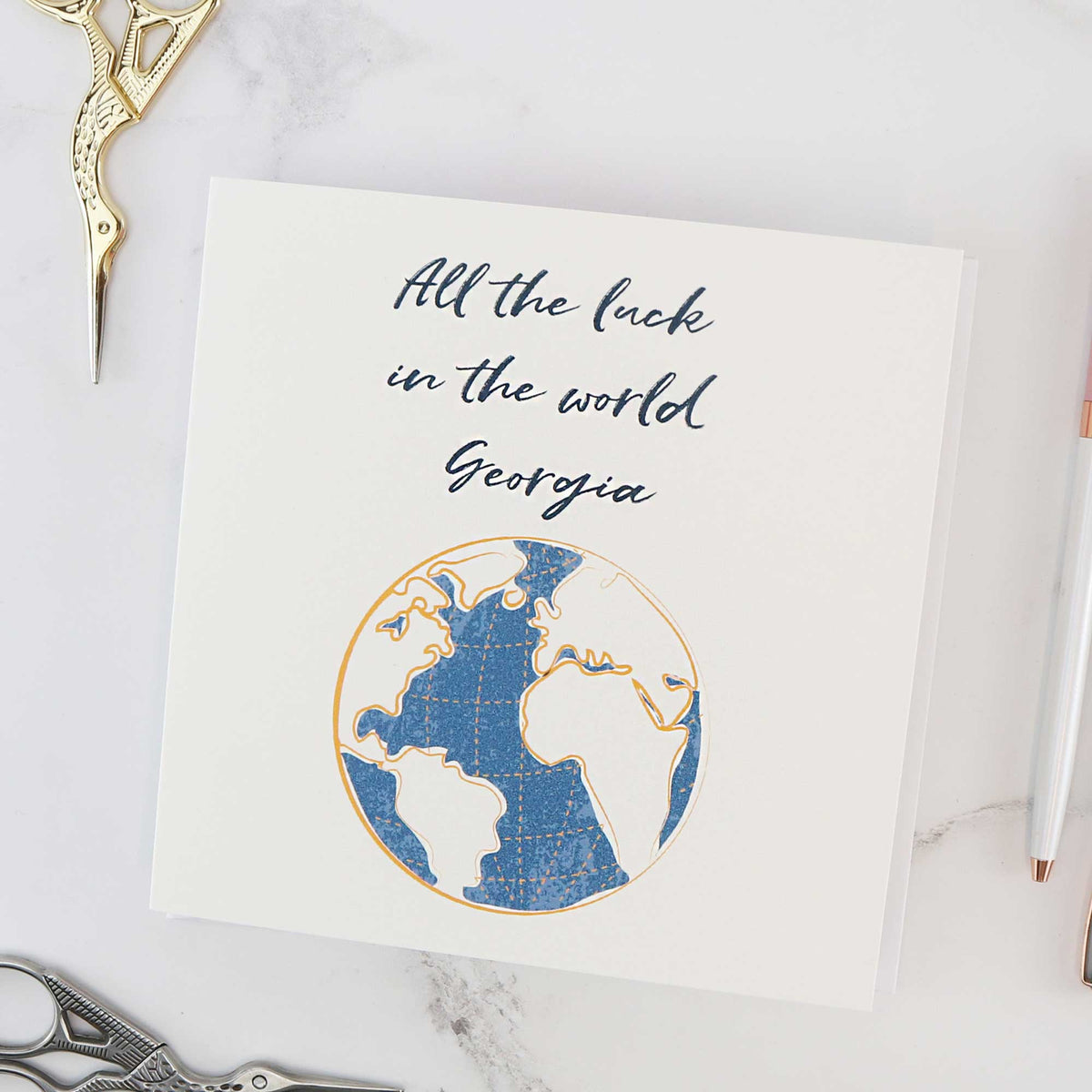 Personalised good luck on your travels gift card off the map jewellery brighton uk