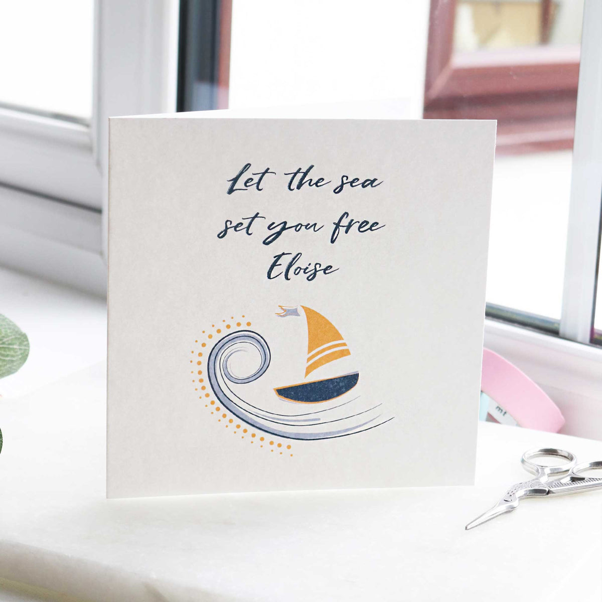 Personalised good luck on your travels gift card from Off The Map Jewellery Brighton uk