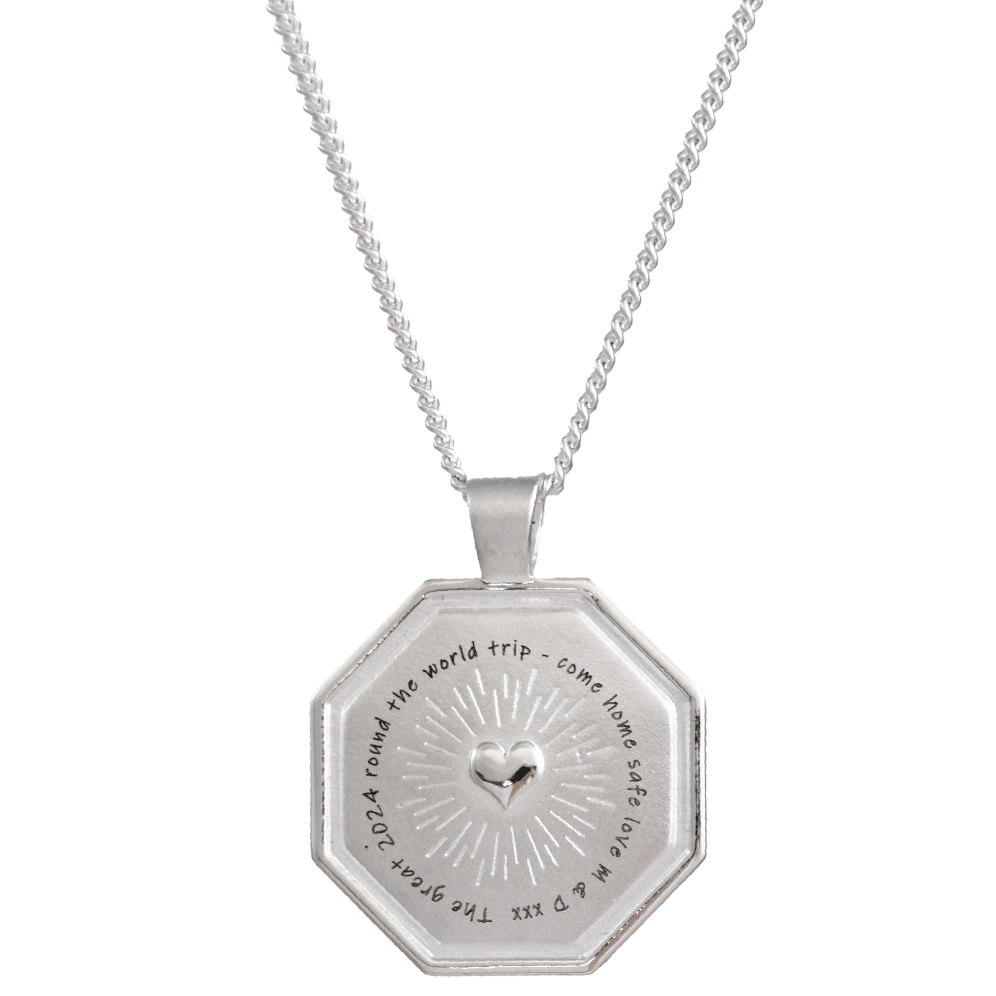 Heart's Journey Personalised Silver Octagon Necklace
