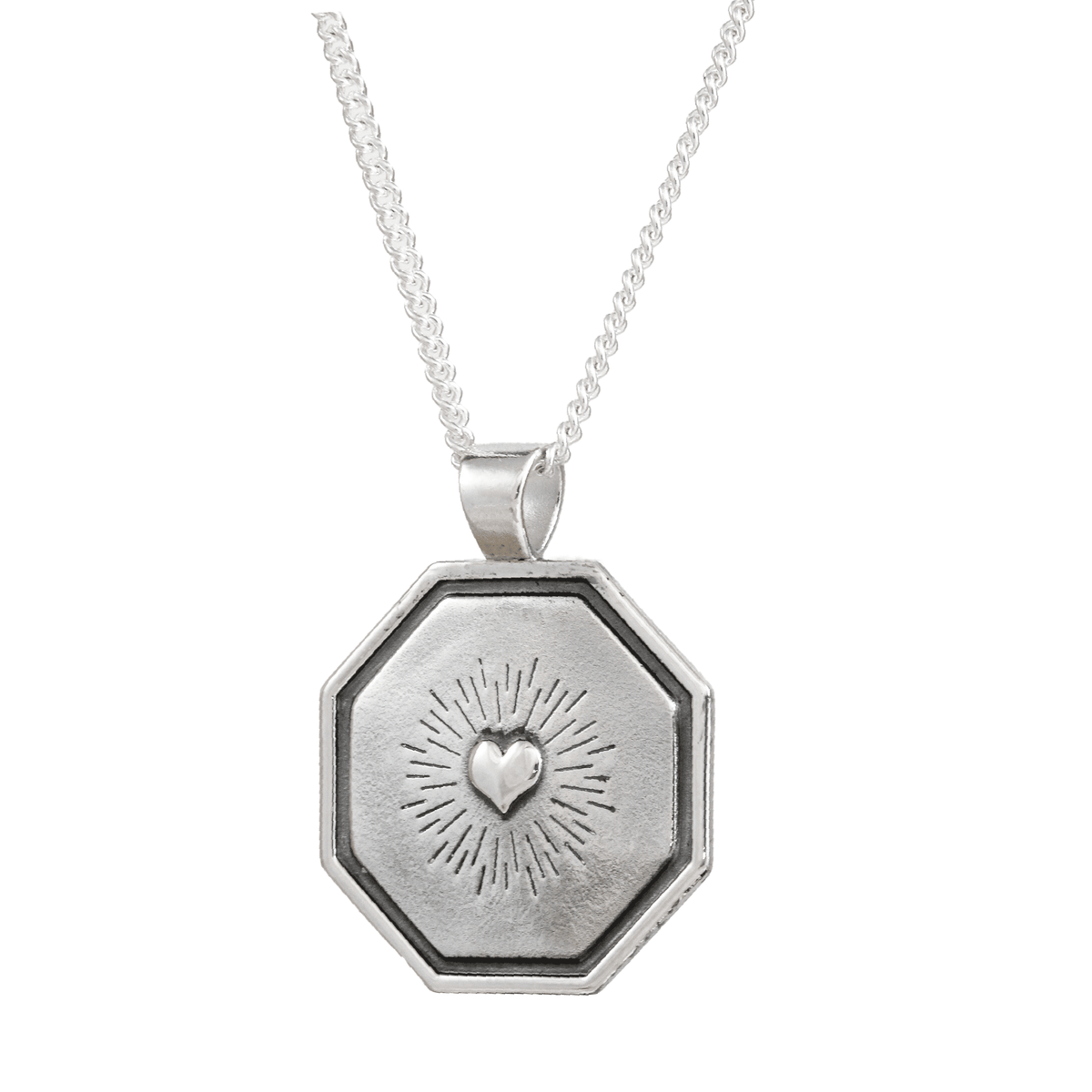 &quot;Personalized Silver Octagon Necklace - Cherish the Journey