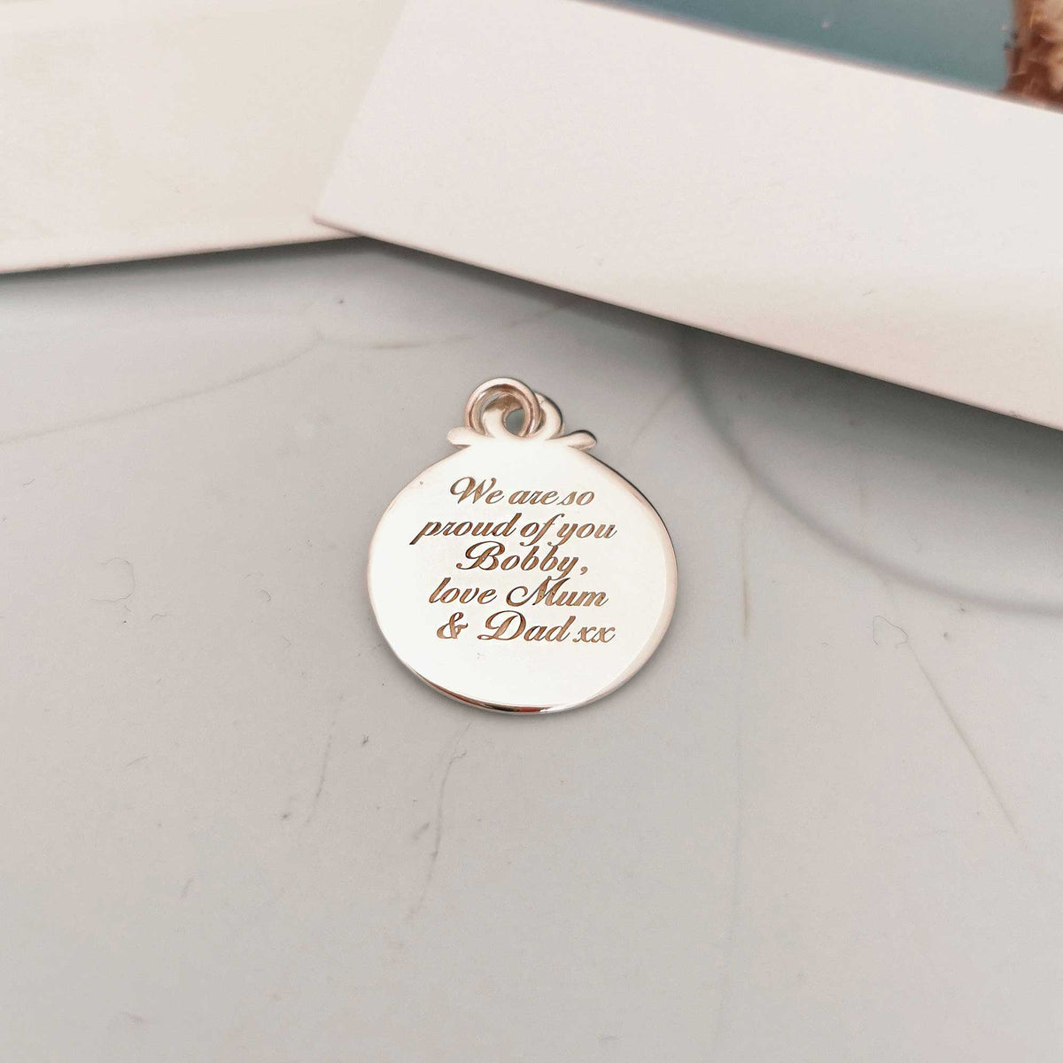Travel Safe Compass Personalised Silver Charm