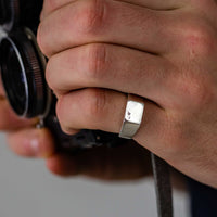 mens initial sterling silver signet ring bespoke custom engraved