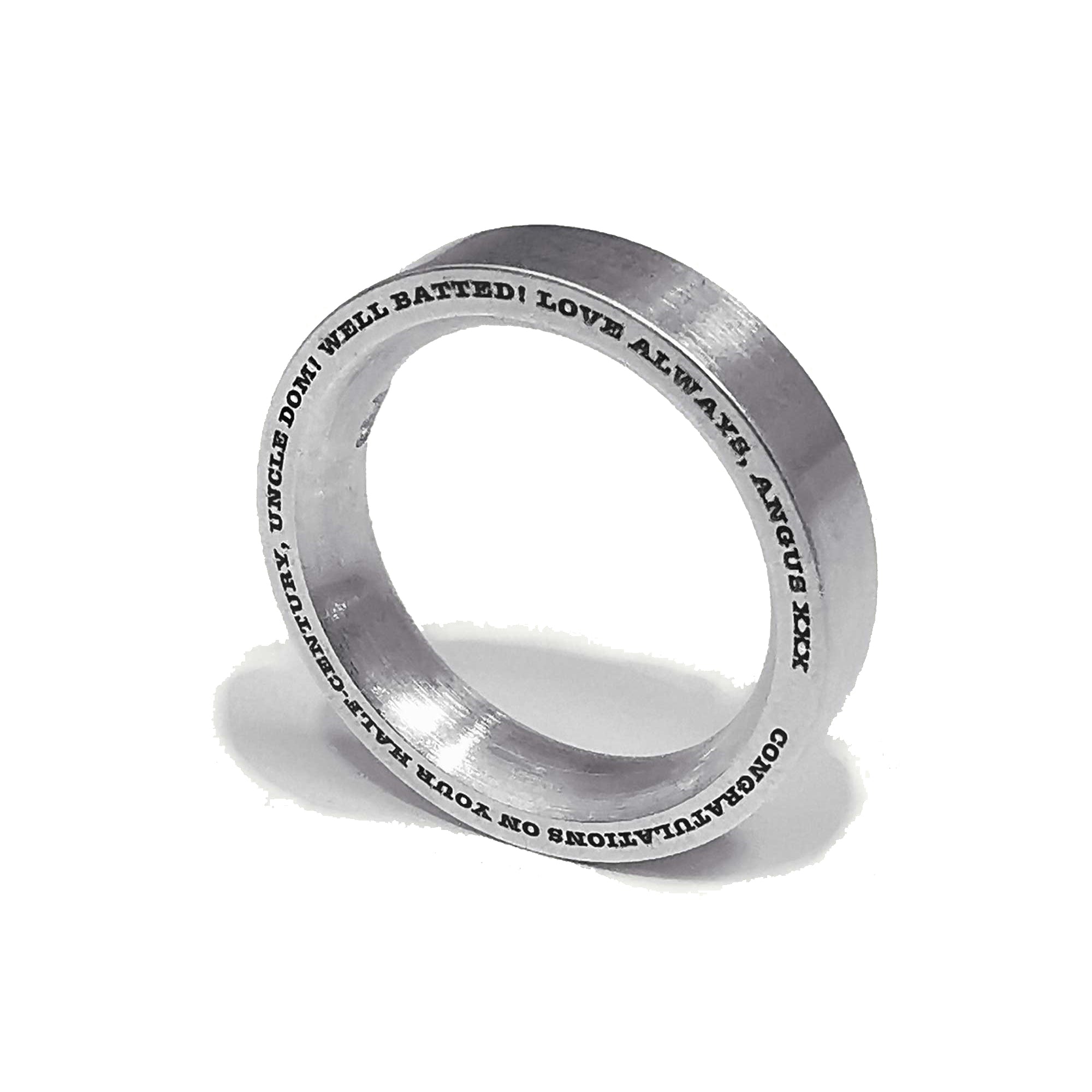 secret message ring edge engraved mens ring solid silver Off The Map Jewellery UK