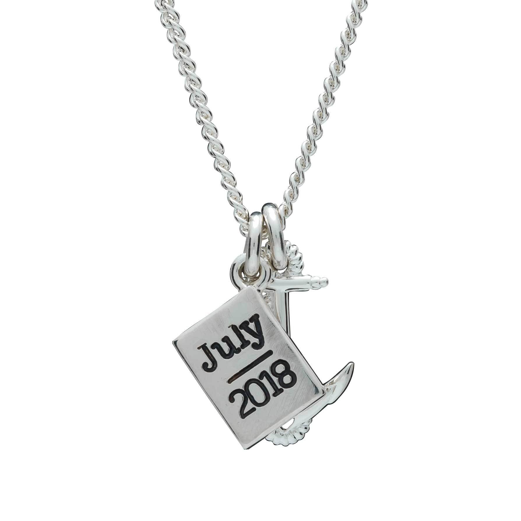 Anchor & Passport Personalised Silver Travel Engraved Year Womens Necklace