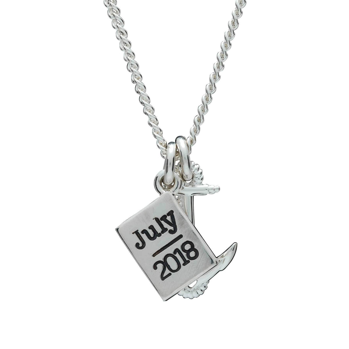 Anchor &amp; Passport Personalised Silver Travel Engraved Year Womens Necklace