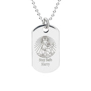 skinny silver dog tag st christopher necklace personalised mens gift name stay safe ball chain off the map travel jewellery