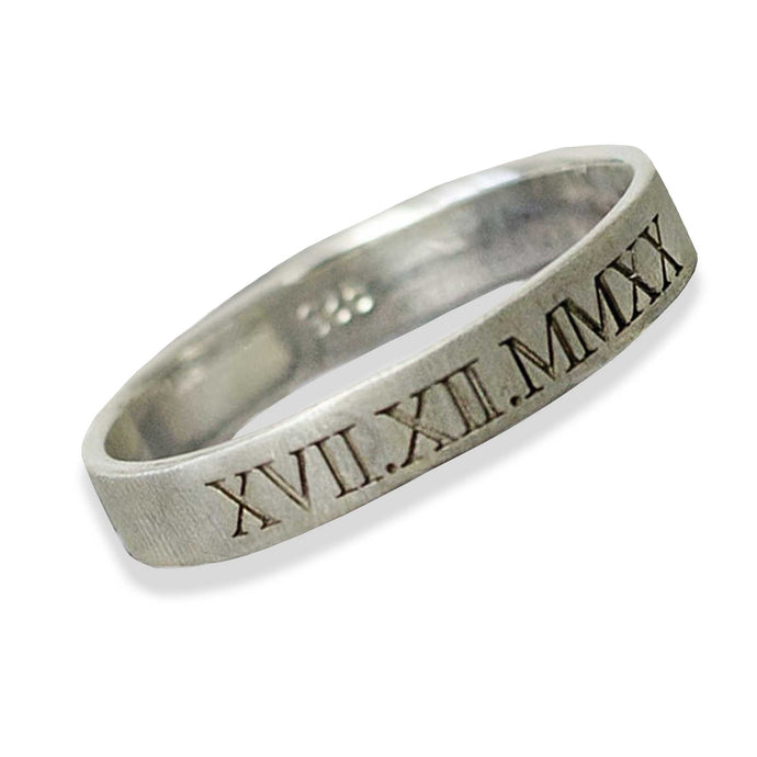 Roman Numerals Skinny Silver Band Ring – Off The Map Jewellery