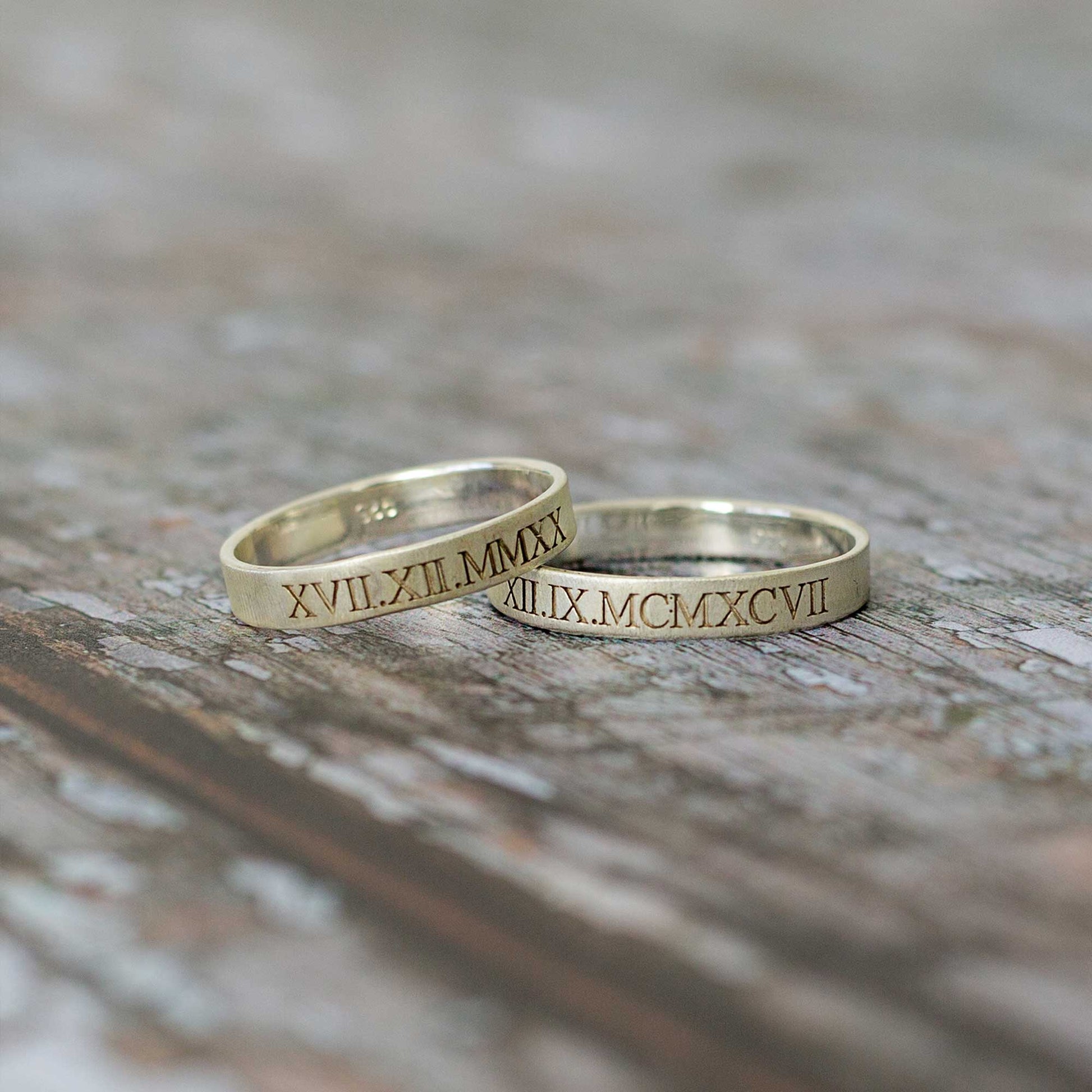 Roman Numerals Skinny Silver Band Ring – Off The Map Jewellery