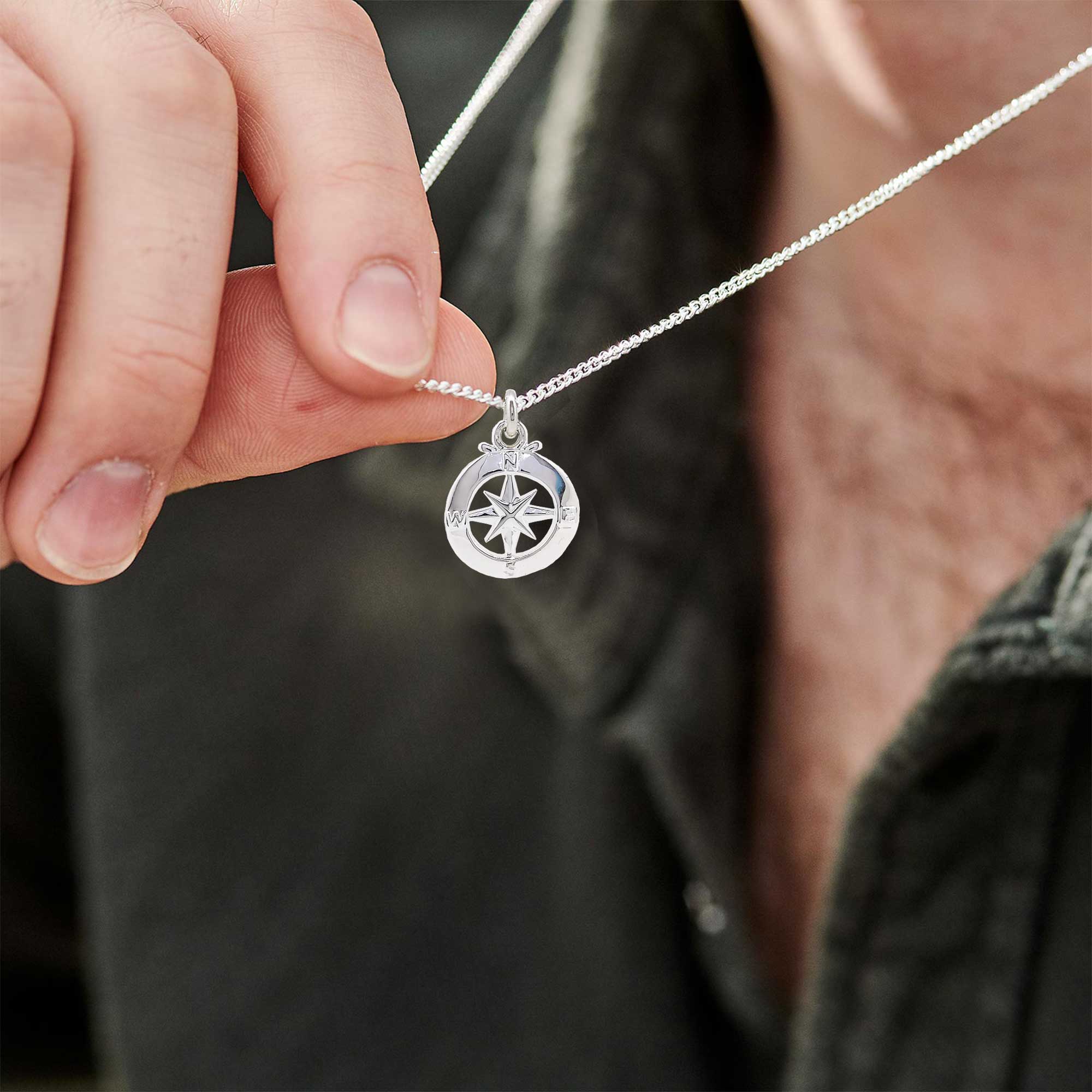 Enamel compass necklace for women travel alternative saint christopher pendant gift