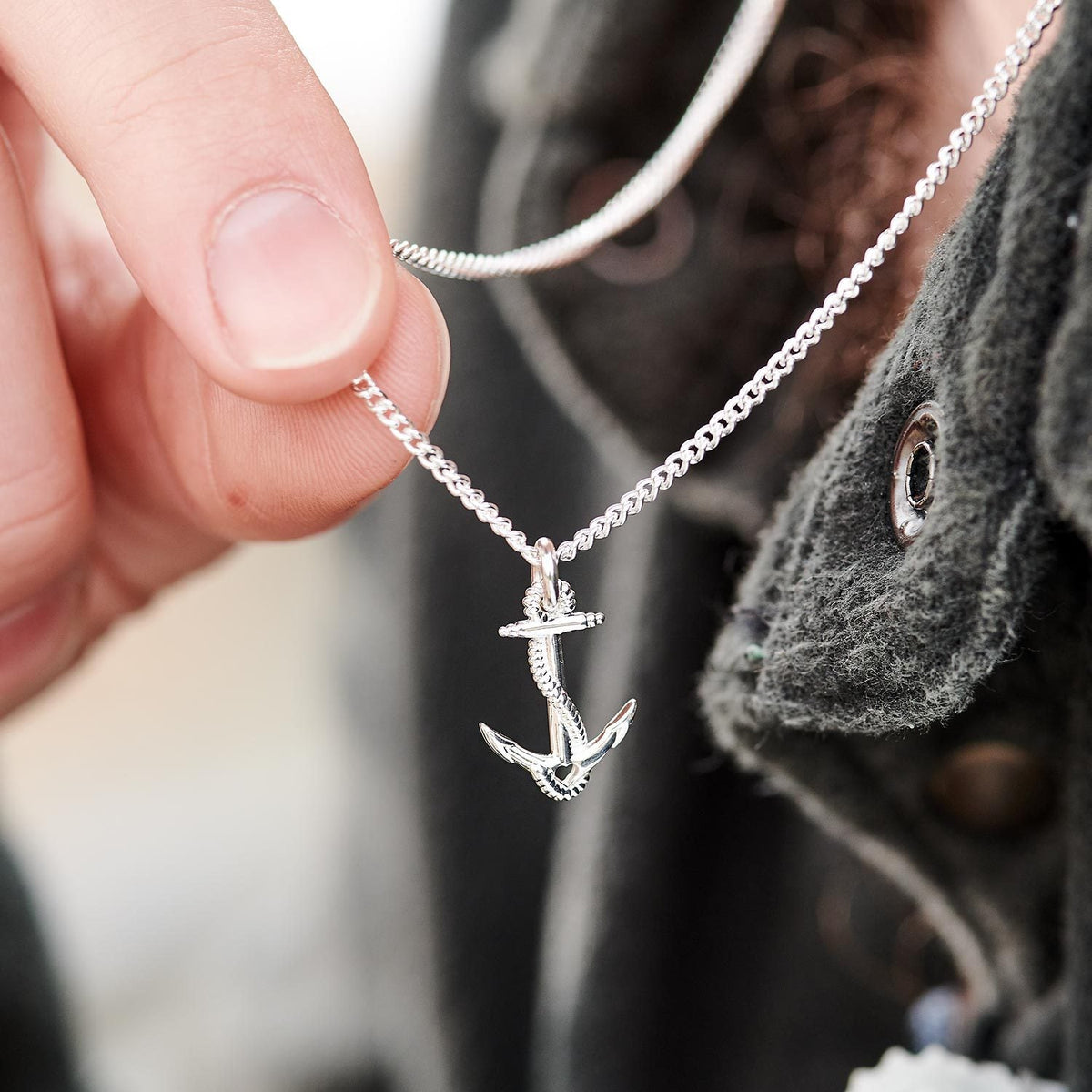 Anchor small silver pendant nautical jewellery for men and women