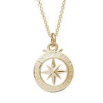 Travel Safe Outline Compass Small Solid Gold Necklace - Necklaces from Off The Map Jewellery